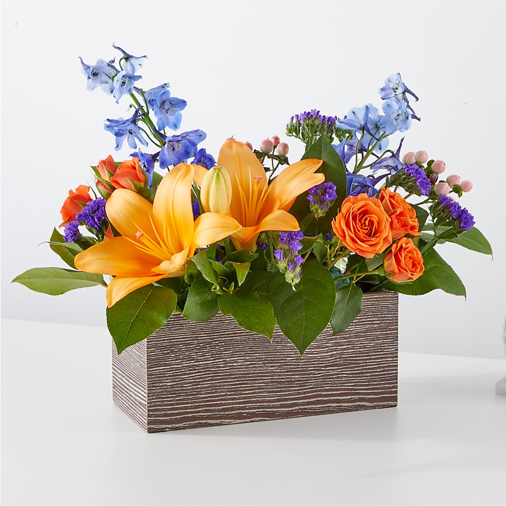 Radiant Citrus Box Bouquet – Sammy Wammy Floral, Montgomery IL