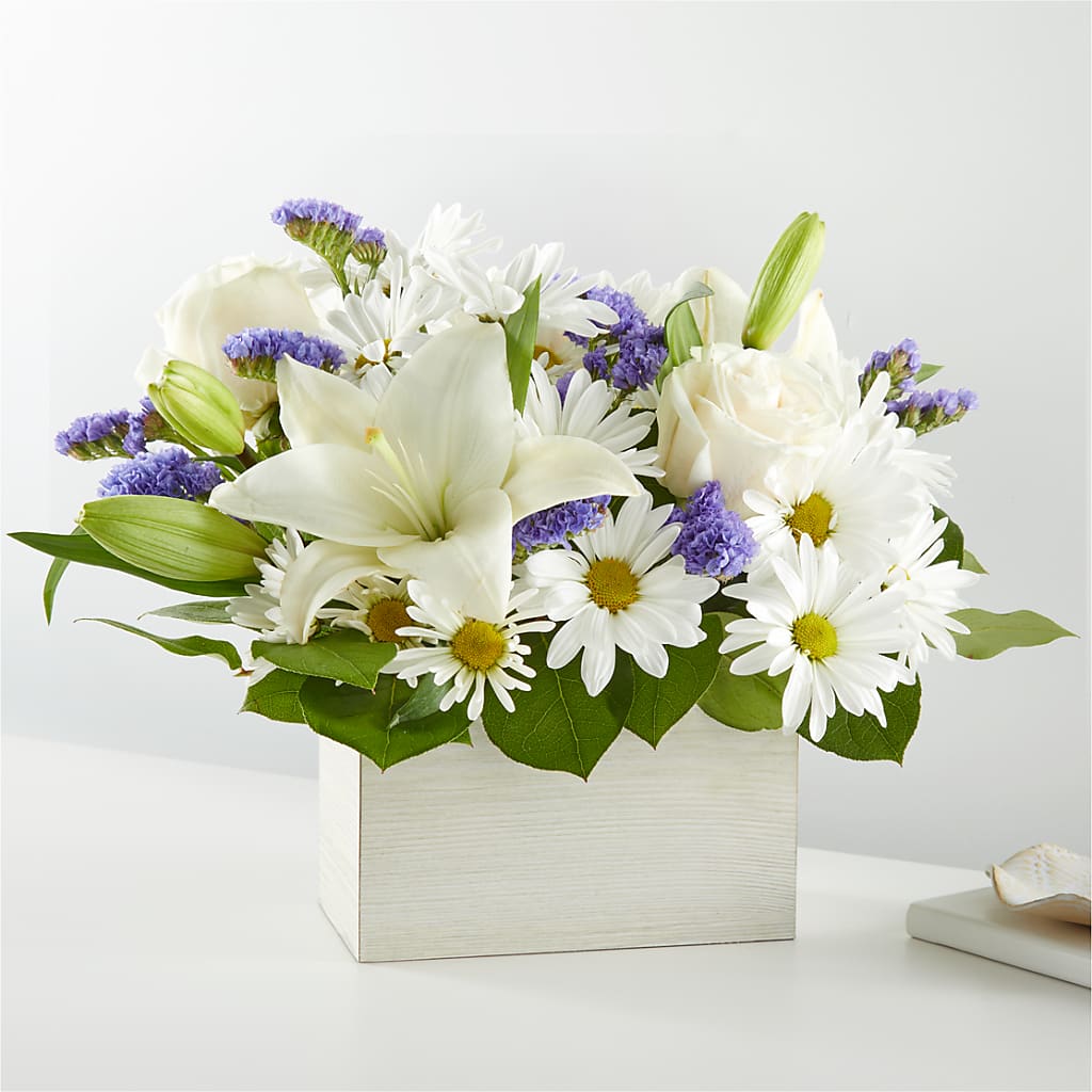 Beyond Blue Box Bouquet – Sammy Wammy Floral, Montgomery IL