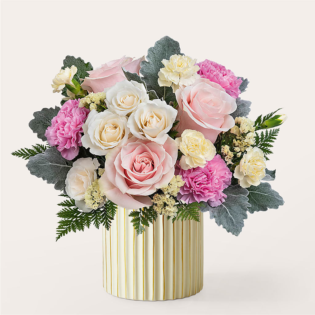 Blissful Moments Bouquet with Ivory Vase – Sammy Wammy Floral, Montgomery IL
