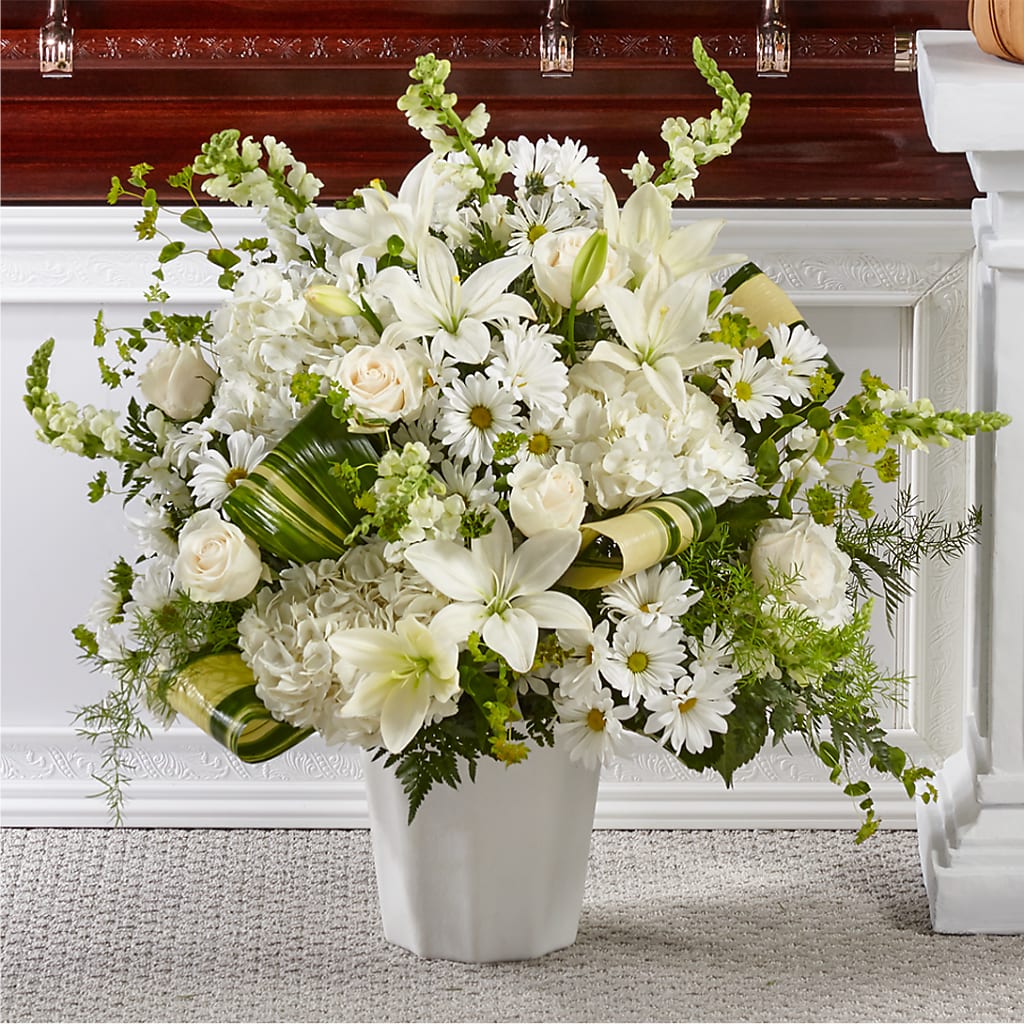 Thoughts of Tranquility Floor Basket – Sammy Wammy Floral, Montgomery IL
