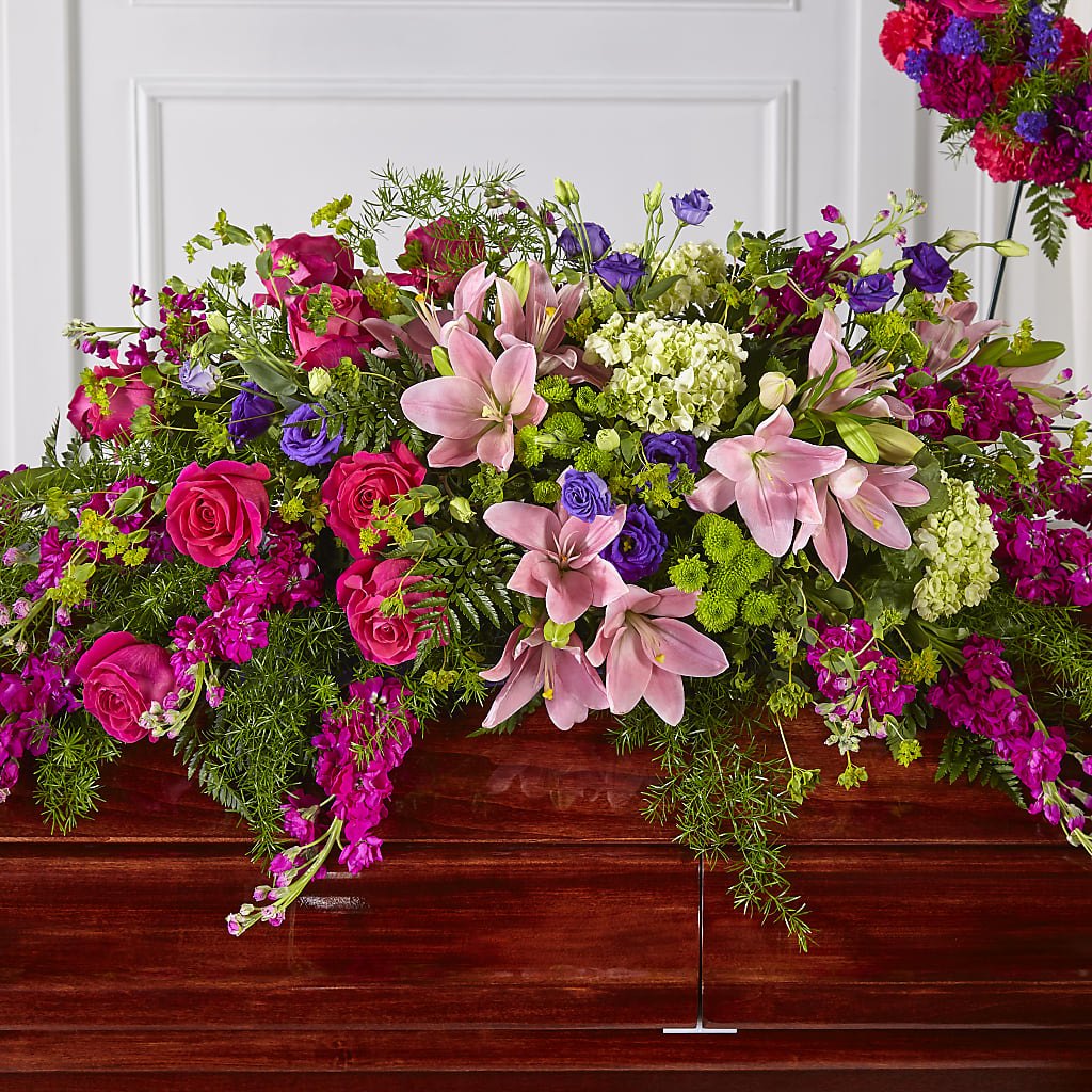 Radiant Tribute Casket Spray – Sammy Wammy Floral, Montgomery IL