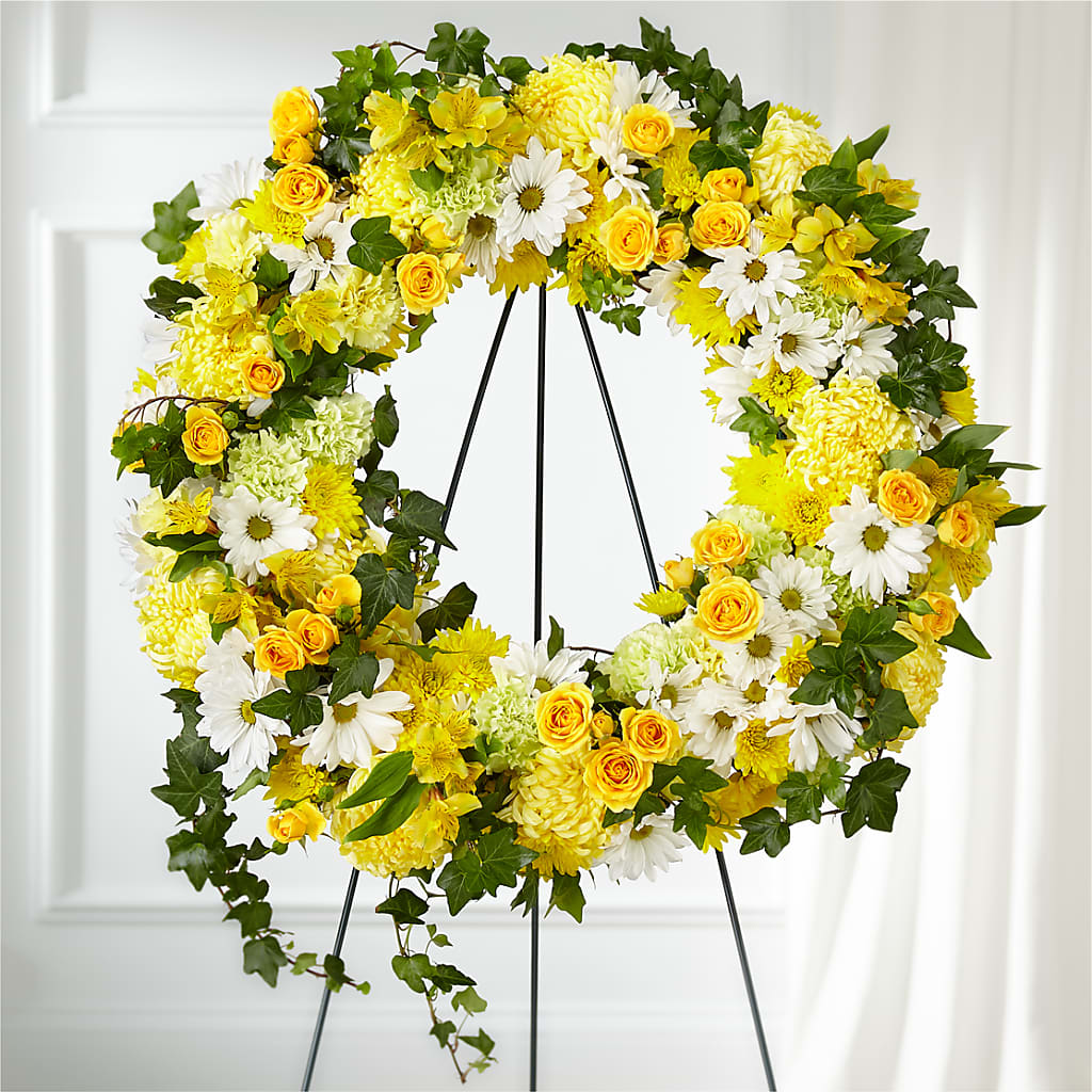 Golden Remembrance Wreath – Sammy Wammy Floral, Montgomery IL