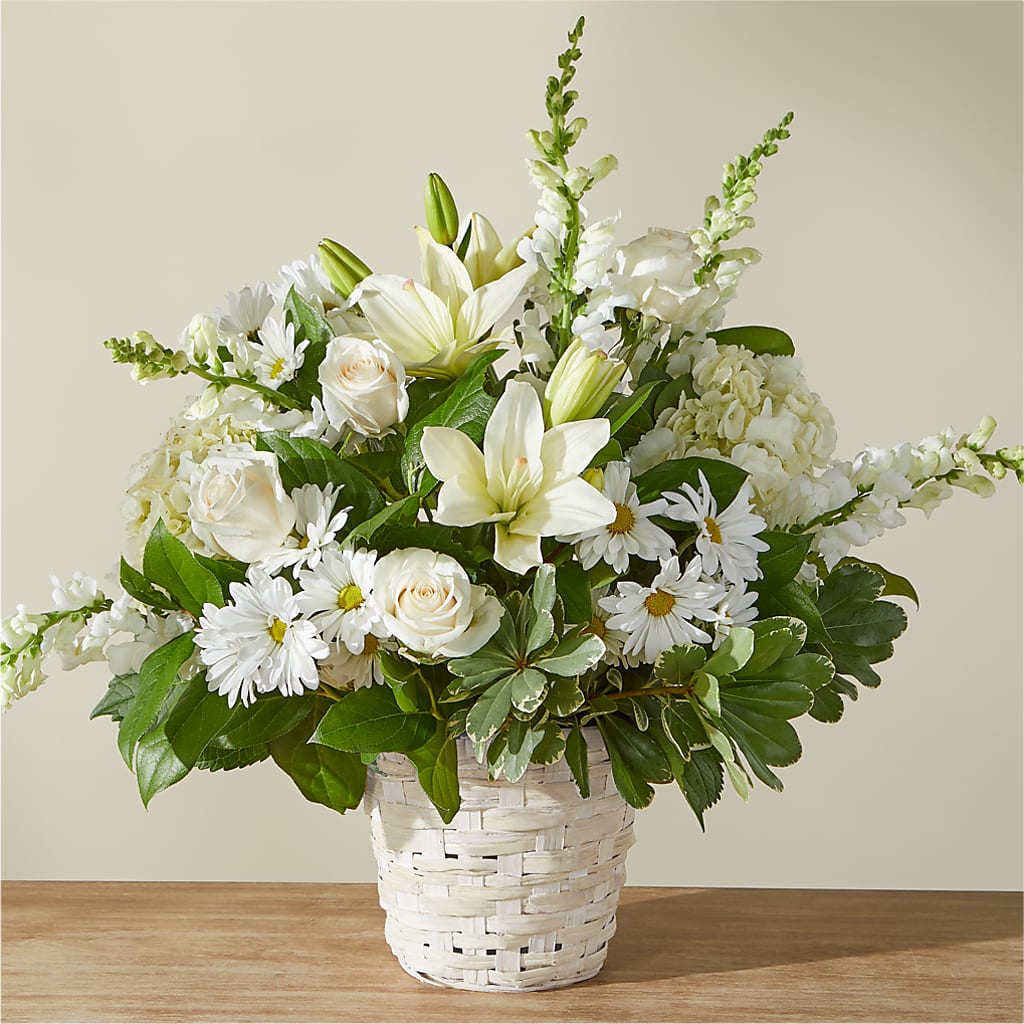 Ivory Elegance Floral Basket – Sammy Wammy Floral, Montgomery IL