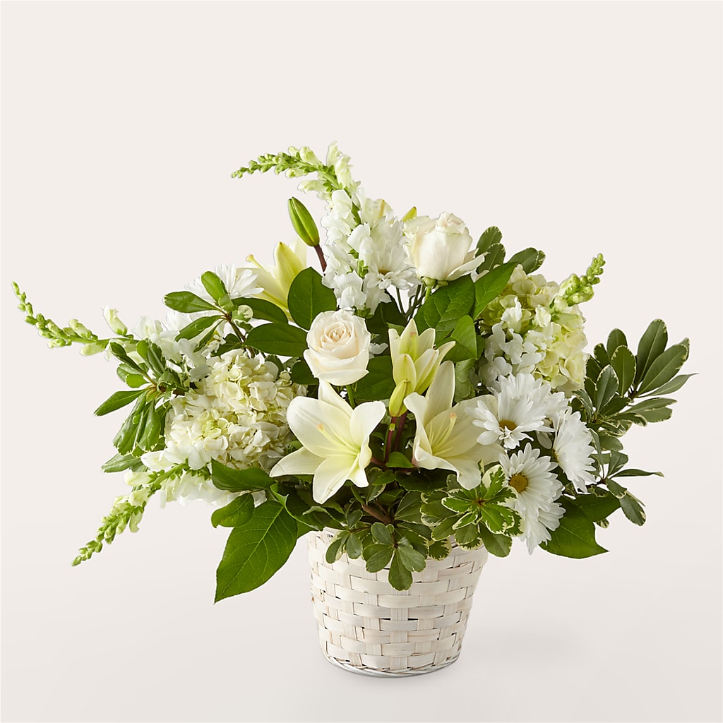 Ivory Elegance Floral Basket – Sammy Wammy Floral, Montgomery IL