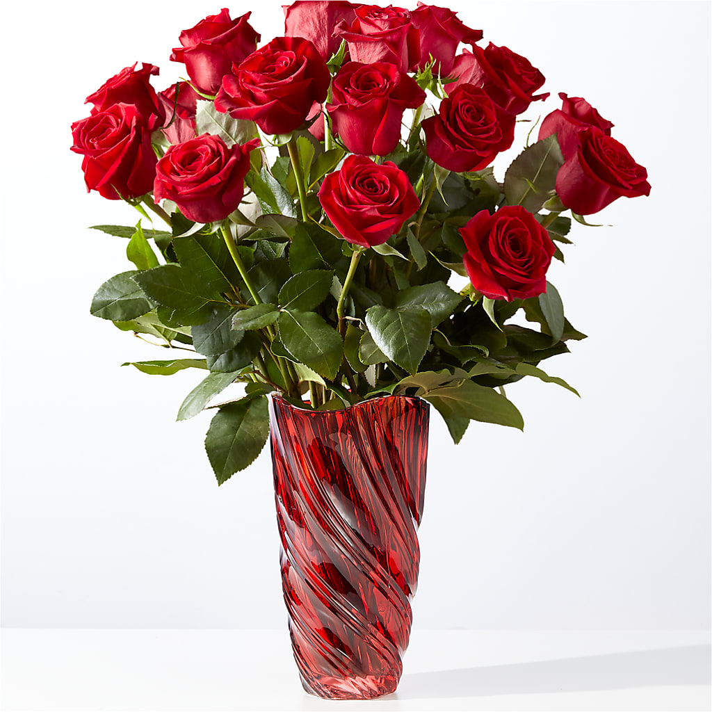 Classic Love Red Rose Bouquet with Luxe Swirl Vase – Sammy Wammy Floral, Montgomery IL