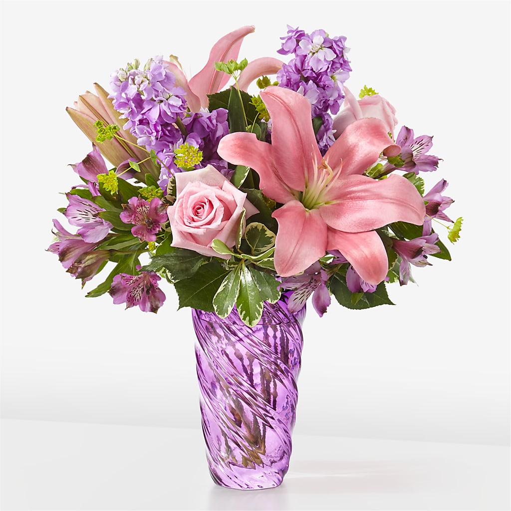 Precious Petals Bouquet with Luxe Swirl Vase – Sammy Wammy Floral, Montgomery IL
