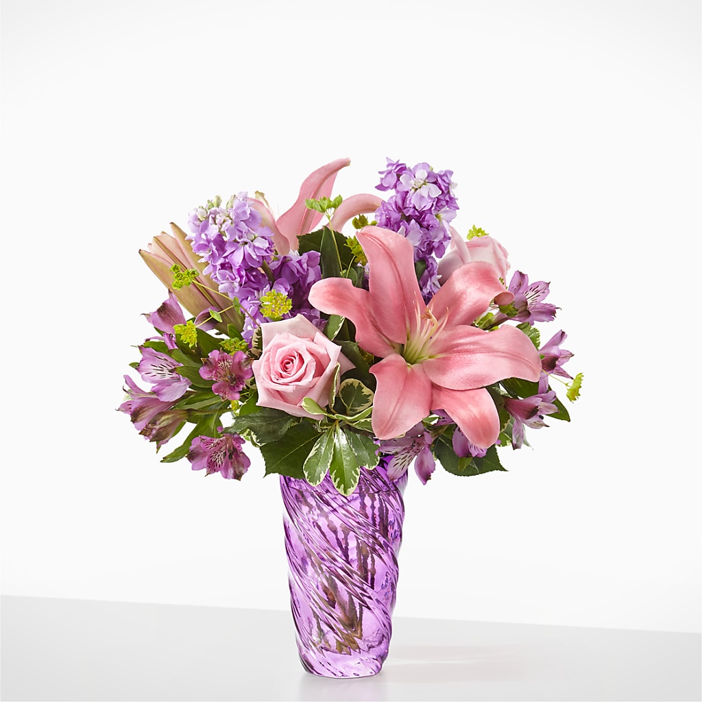 Precious Petals Bouquet with Luxe Swirl Vase – Sammy Wammy Floral, Montgomery IL
