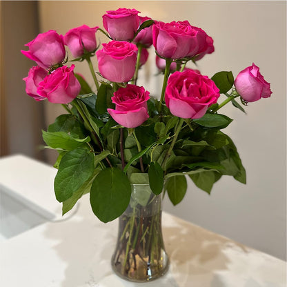 Long Stem Pink Rose Bouquet –  Sammy Wammy Floral, Montgomery IL