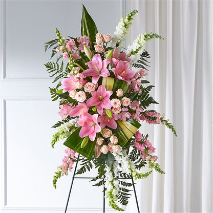Elegant Embrace Standing Spray –  Sammy Wammy Floral, Montgomery IL