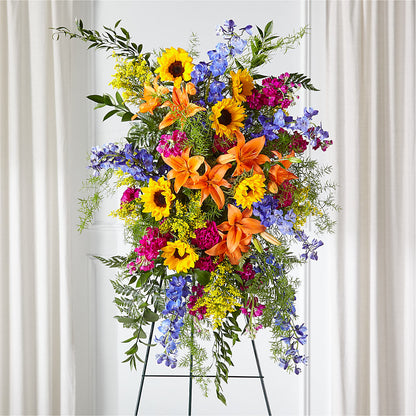Sunlit Memories Standing Spray (Standard) –  Sammy Wammy Floral, Montgomery IL