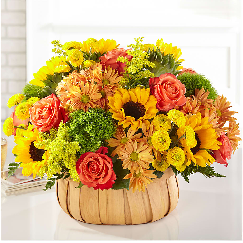 Harvest Sunflower Basket –  Sammy Wammy Floral, Montgomery IL