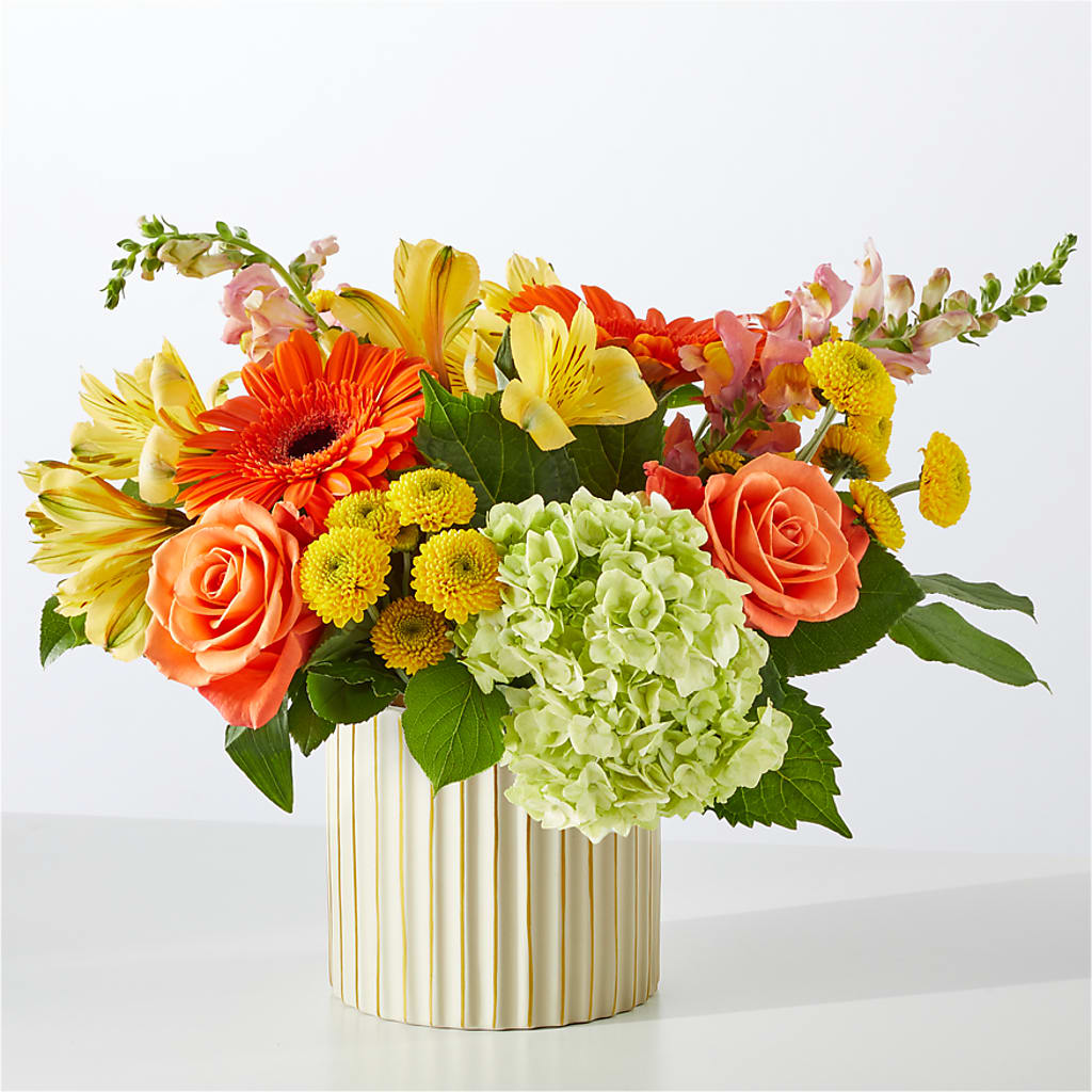 Autumn Sunshine Bouquet with Ivory Vase –  Sammy Wammy Floral, Montgomery IL