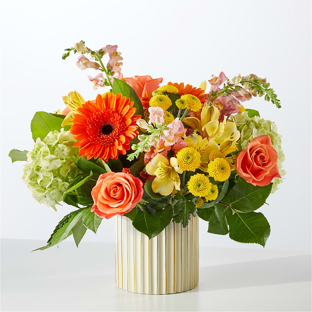 Autumn Sunshine Bouquet with Ivory Vase –  Sammy Wammy Floral, Montgomery IL