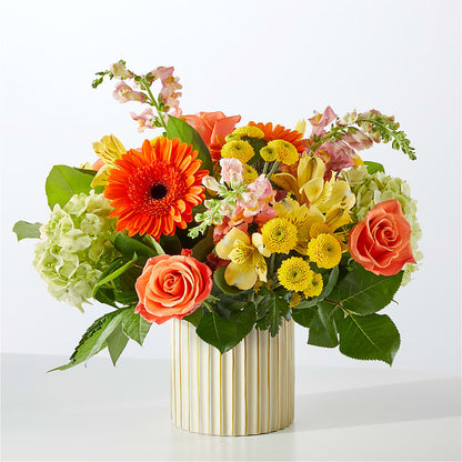 Autumn Sunshine Bouquet with Ivory Vase –  Sammy Wammy Floral, Montgomery IL