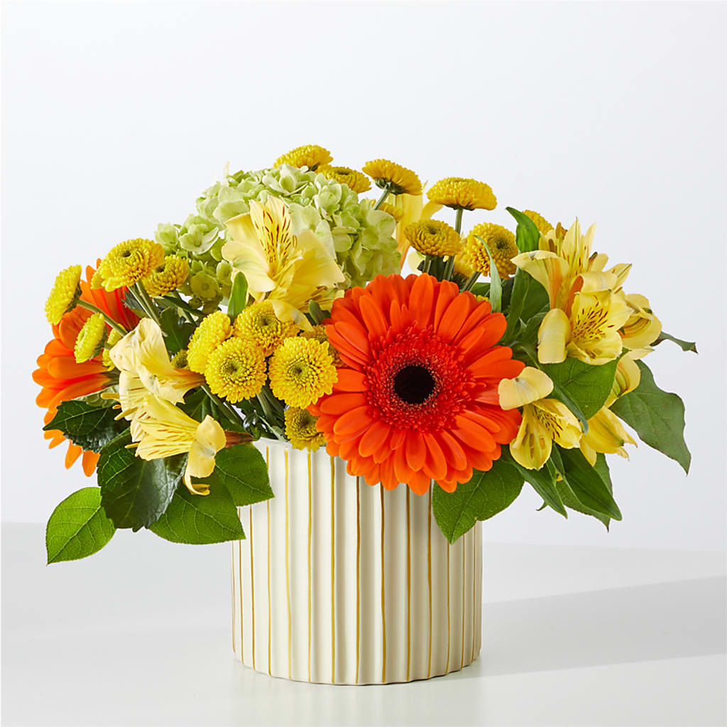 Autumn Sunshine Bouquet with Ivory Vase –  Sammy Wammy Floral, Montgomery IL