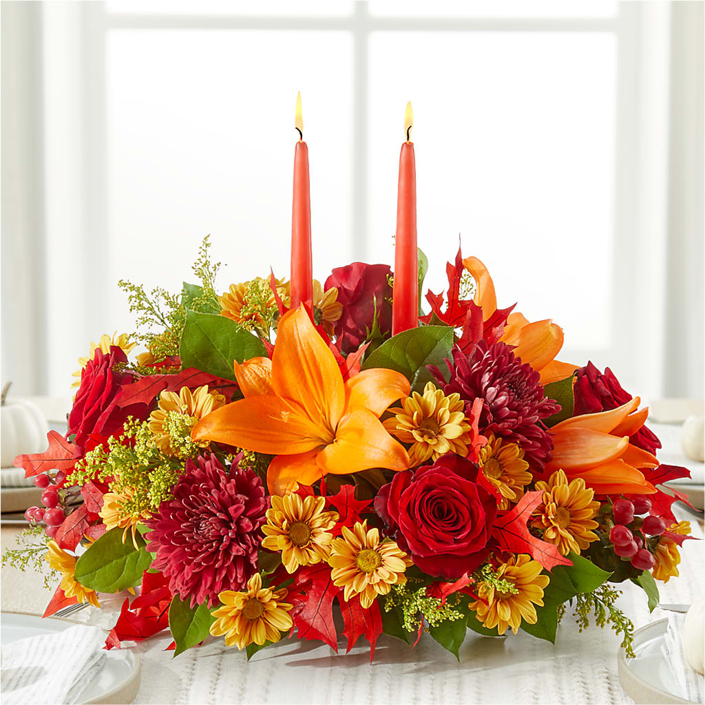 Autumn's Embrace Centerpiece –  Sammy Wammy Floral, Montgomery IL