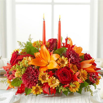 Autumn's Embrace Centerpiece –  Sammy Wammy Floral, Montgomery IL