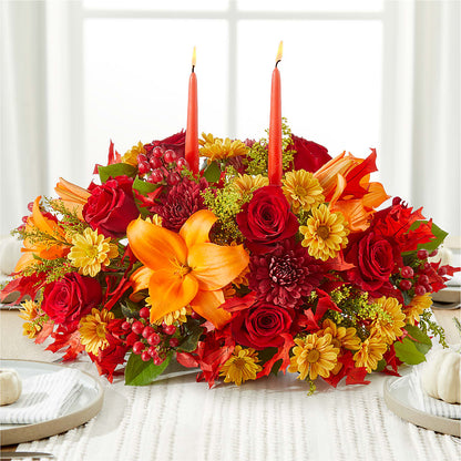 Autumn's Embrace Centerpiece –  Sammy Wammy Floral, Montgomery IL