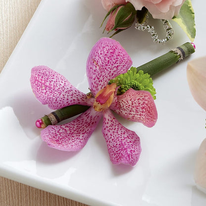 Pink Mokara Boutonniere –  Sammy Wammy Floral, Montgomery IL