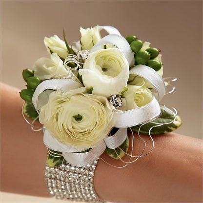 White Wedding Corsage –  Sammy Wammy Floral, Montgomery IL